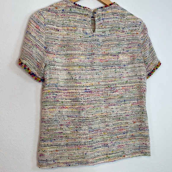Sara Campbell Tweed Pom Pom T-Shirt Top Size 4 - Picture 7 of 11